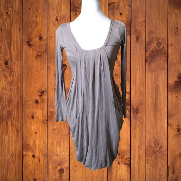 Wilfred Aritzia Women's Small Long Sleeve Tan Dress Slouchy Pockets Scoop Neck - Picture 1 of 10